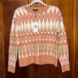 Frye NWT Patterned Rust and Cream Sweater size XS.